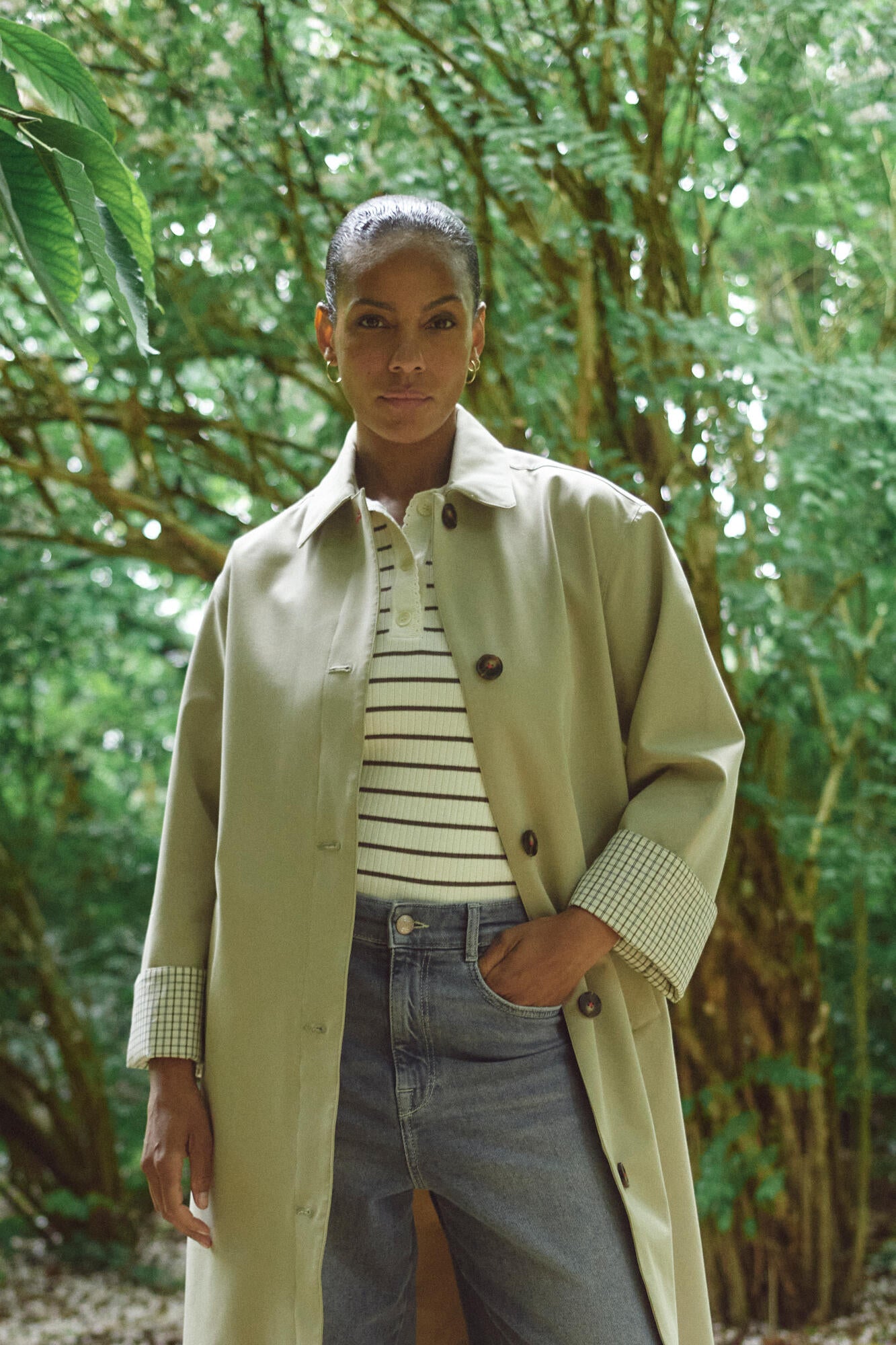 Caliz Stripe Knit polotrøje – Coffee Quartz